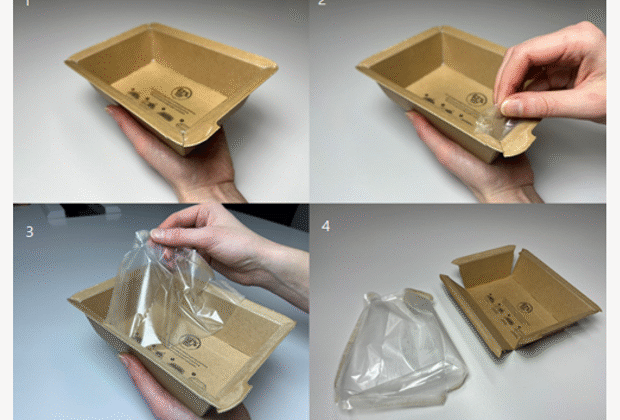 Bilde av emballasje der man kan separere kartong og plast